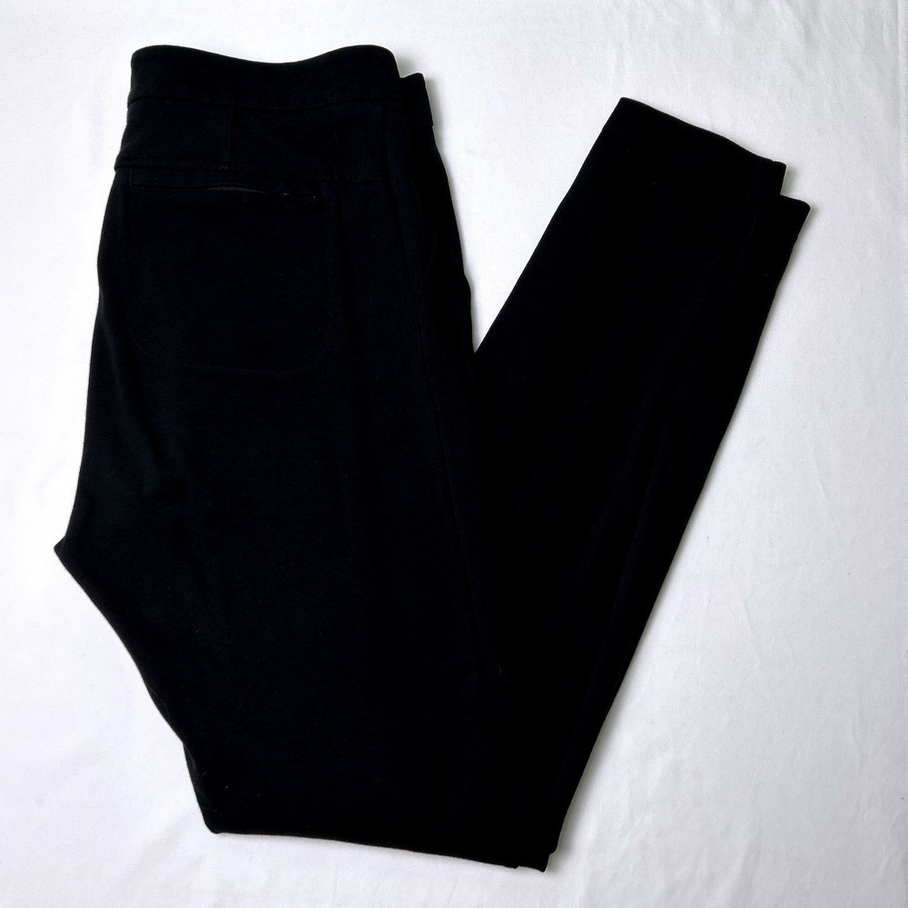 Athleta Women Seamed Front Ponte Knit Straight Leg Trousers Size 10 Black Casual